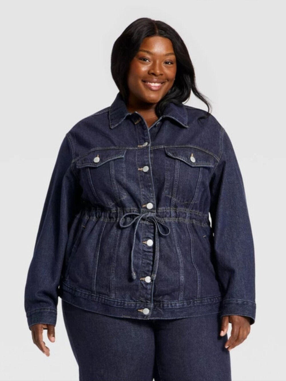 Universal Thread Women's Cinched Waist Trucker Denim Jacket, XL - Dark Wash